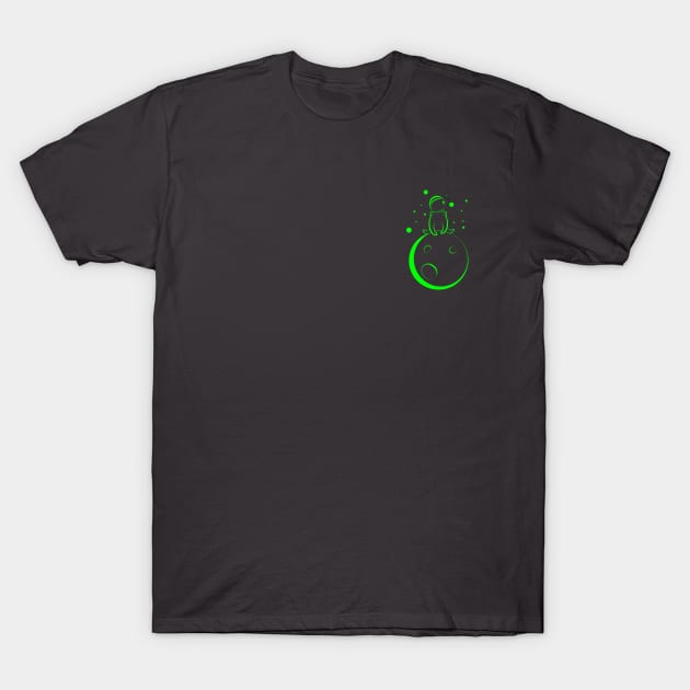 Green Astronaut Sitting On the Moon T-Shirt by Mrspacemanz